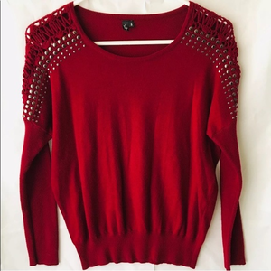 VIP Sweater Crocheted Shoulder Studded‎ Accent EUC